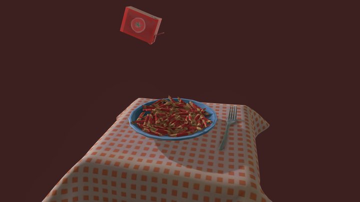 Macarrones con tomatico 3D Model
