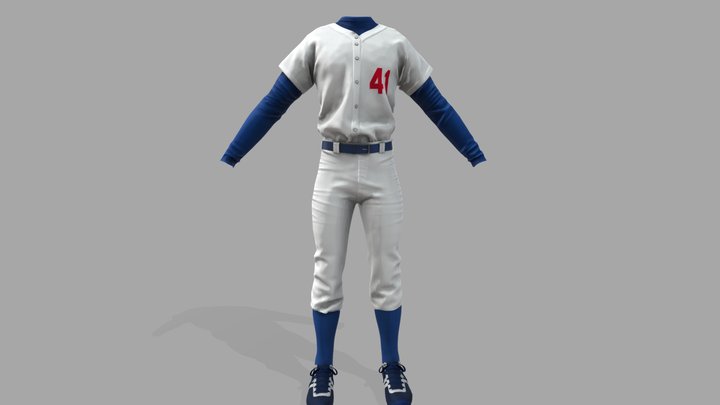 Male Baseball Uniform And Shoes 3D Model