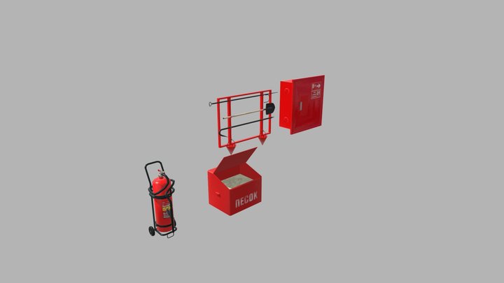 Low Poly Fire fighting equipment 3D Model