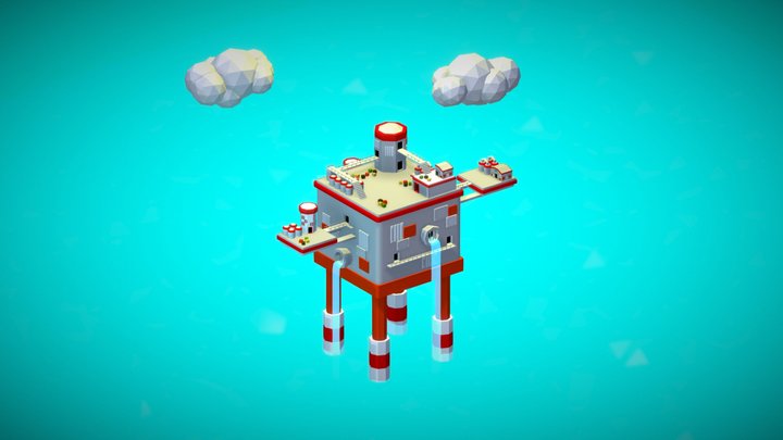 Low Poly Oil Rig 3D Model
