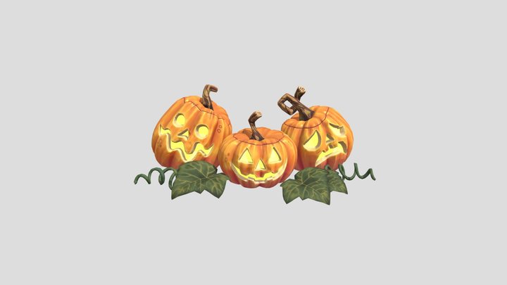 Carved-pumpkin-trio 3D Model