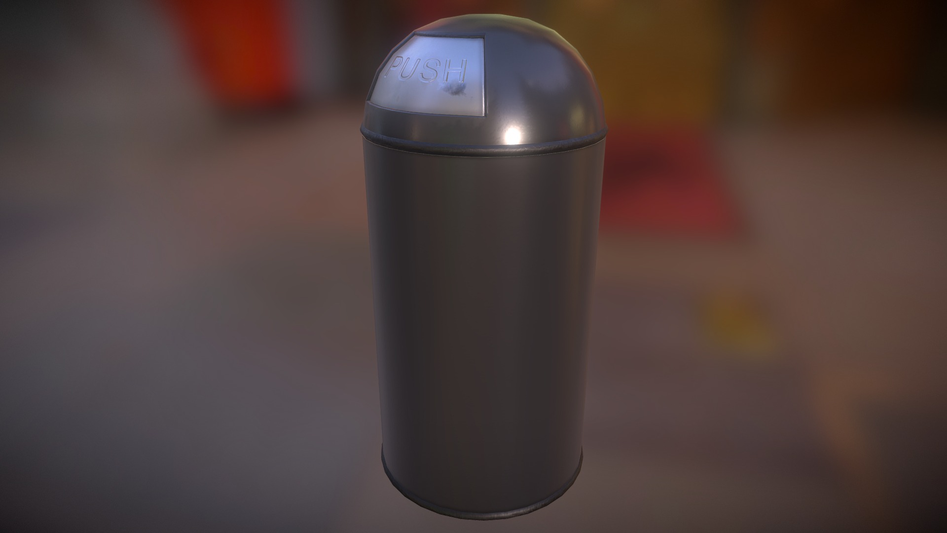 3D model Trashcan - This is a 3D model of the Trashcan. The 3D model is about a silver and black cylindrical object.