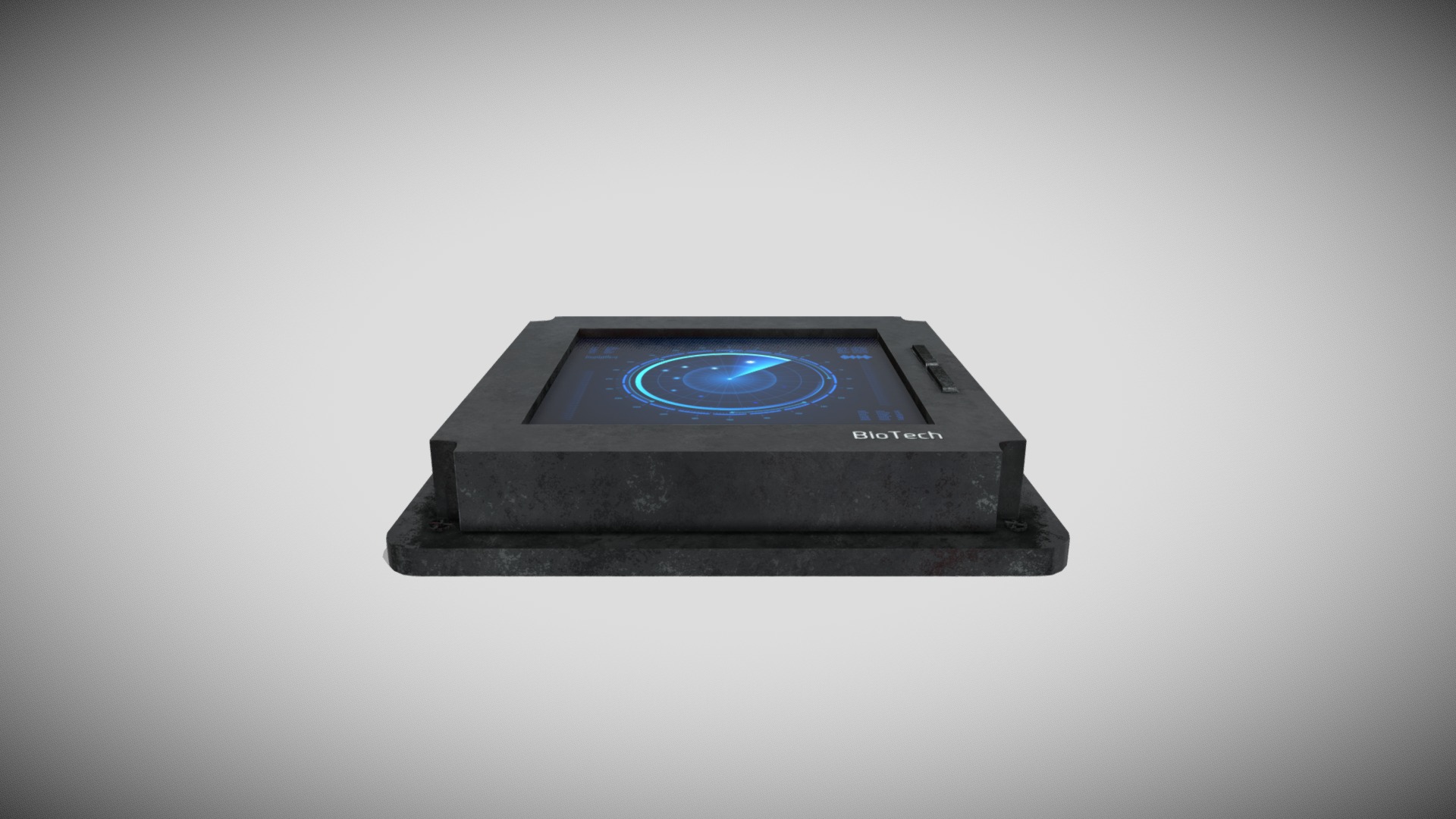 3D model Sci-fi  Element - This is a 3D model of the Sci-fi  Element. The 3D model is about a black rectangular object with a blue circle on it.