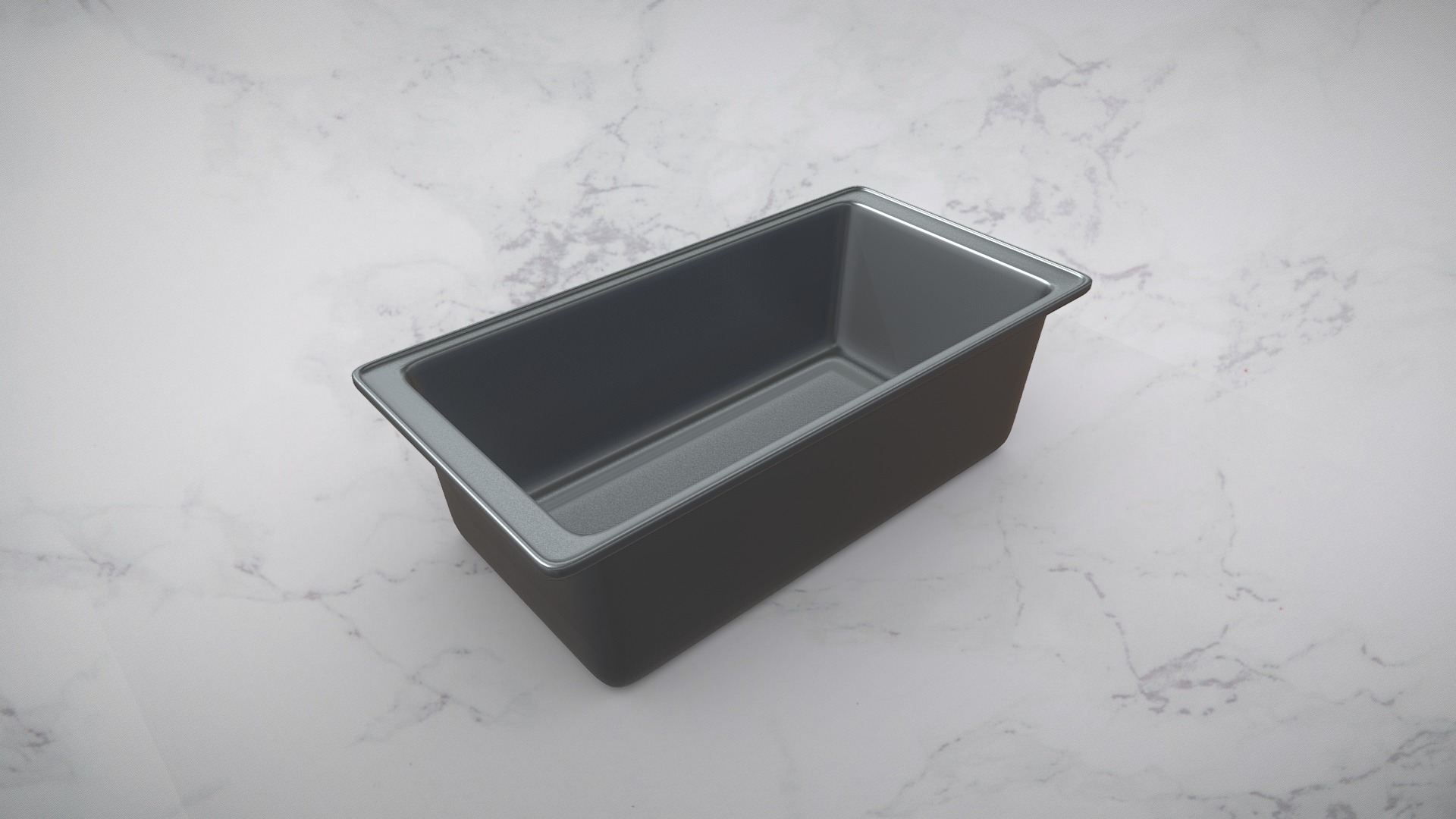 3D model Anodized Aluminium Style Bread Loaf Baking Pan - This is a 3D model of the Anodized Aluminium Style Bread Loaf Baking Pan. The 3D model is about a black and white cube on a white surface.