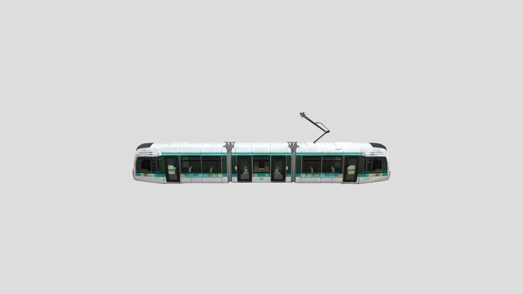 Urban Tram on Wet Streets