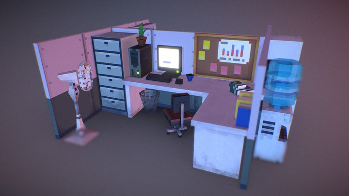 Office Cell | 3D Lowpoly Pixelart 3D Model