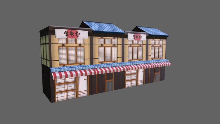 Japanese style shop houses 3D Model