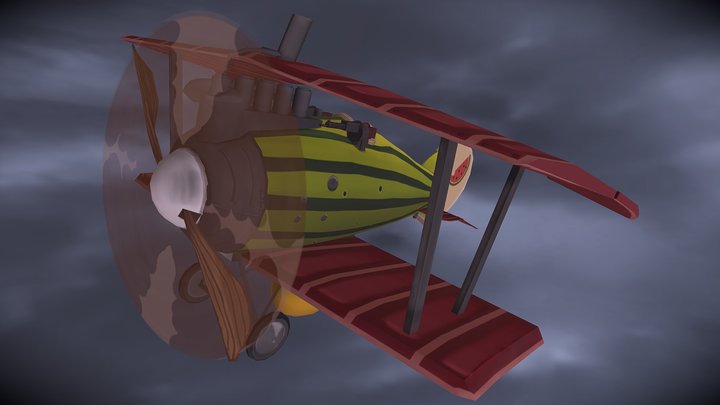 Stylized WW1 Plane - "Honey Melon" 3D Model