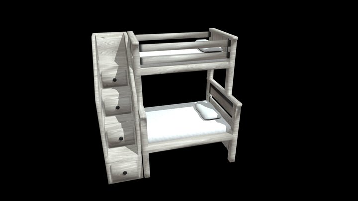 Twin Over Full Bunk Bed 3D Model