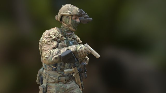 Soldier with pistol 3D Model