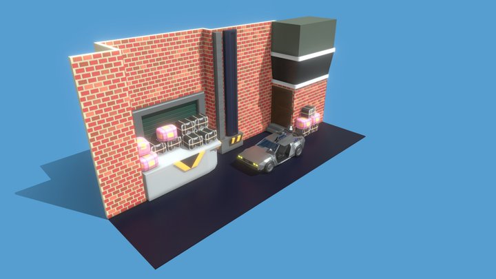 Back To The Future II - Low Poly Scene 3D Model