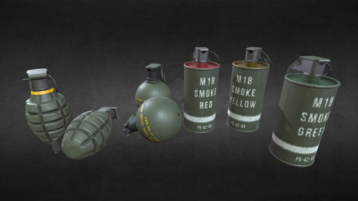 Military Grenades Set. (Updated) 3D Model