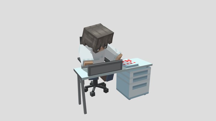 Minecraft Girl on desk 3D Model