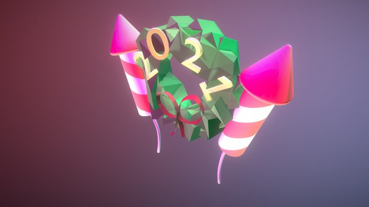 2021 New Year's Wreath 3D Model