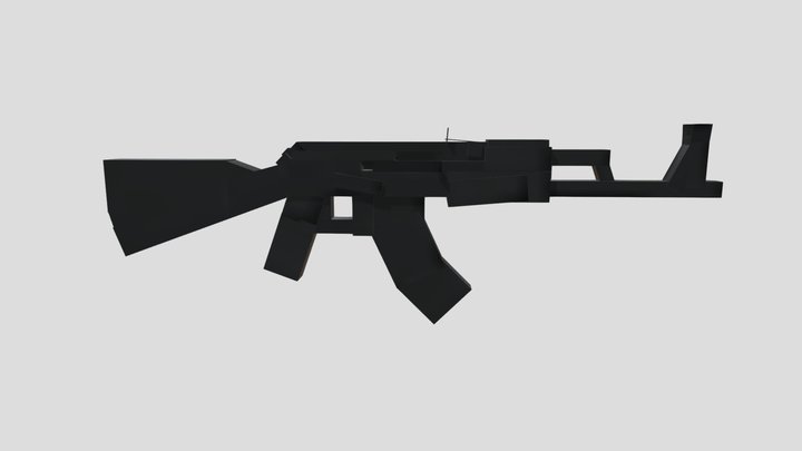 ak47 black Spray Painted Wood Factory Ver 3D Model