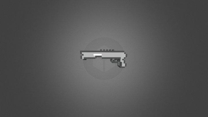 Gray Voxel Shotgun 3D Model