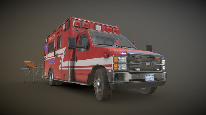Ambulance Type 2 - Low Poly 3D Model