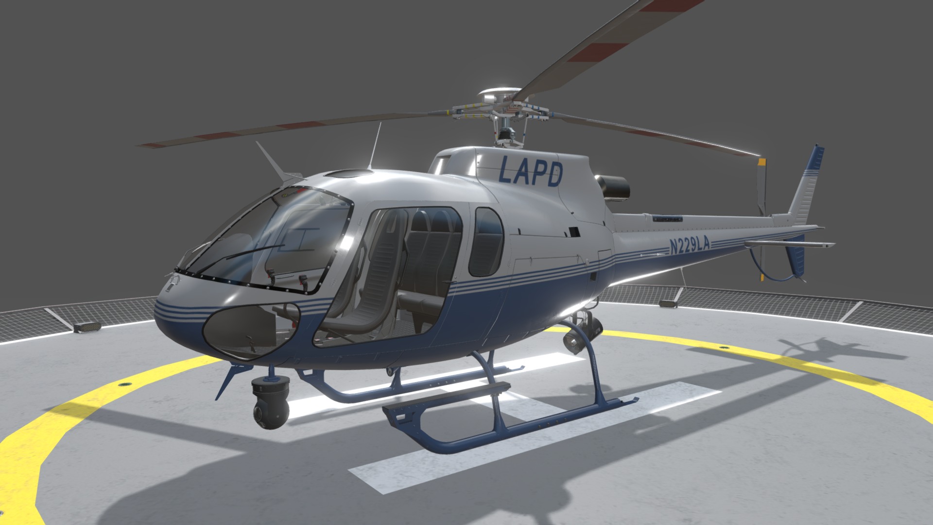 3D model AS-350 LAPD 3 Static - This is a 3D model of the AS-350 LAPD 3 Static. The 3D model is about a helicopter on the ground.