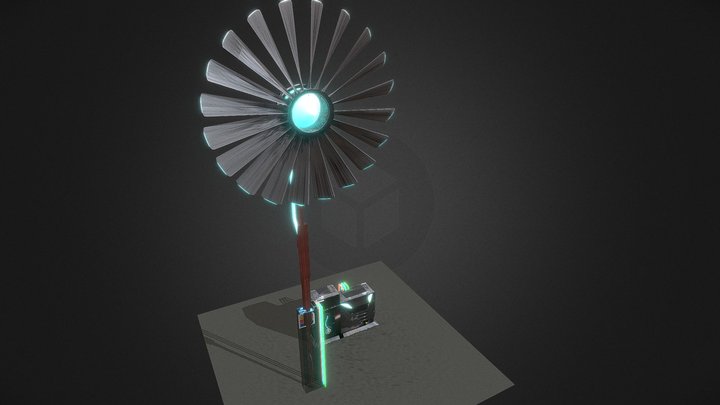 Sci-fi windmill with generator free 3D Model