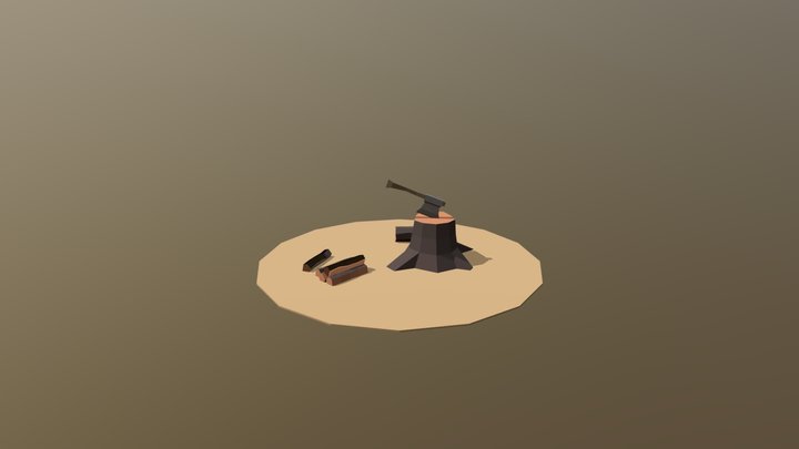 Low-Poly Wood Chopping 3D Model