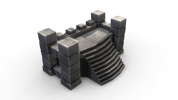 Modular Stone Stairs 3D Model