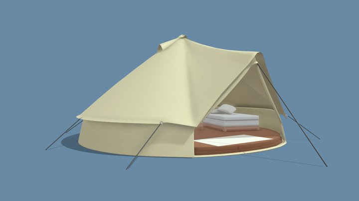 Large Bell Tent 6x6 Meters 3D Model