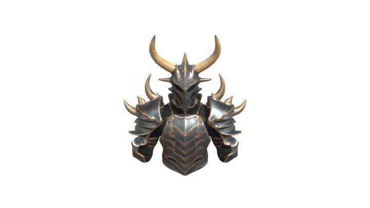 Armored warrior wearing intricate horned helmet 3D Model
