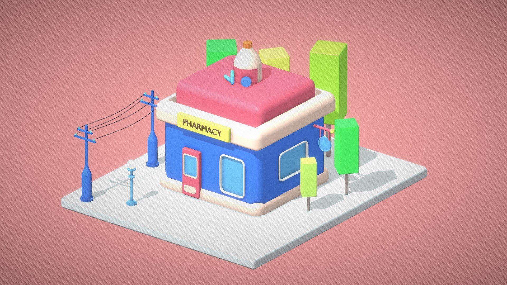 Low Poly Stylized Pharmacy - 3D model by N1x [a18dfc8] - Sketchfab