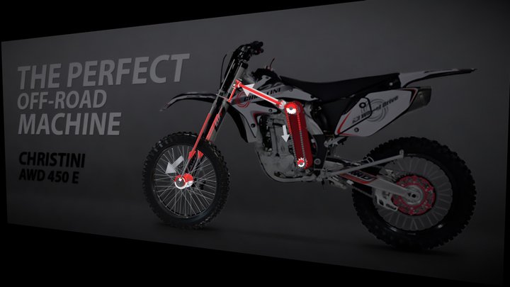 CHRISTINI AWD 450E ALL WHEEL DRIVE MOTORCYCLE 3D Model