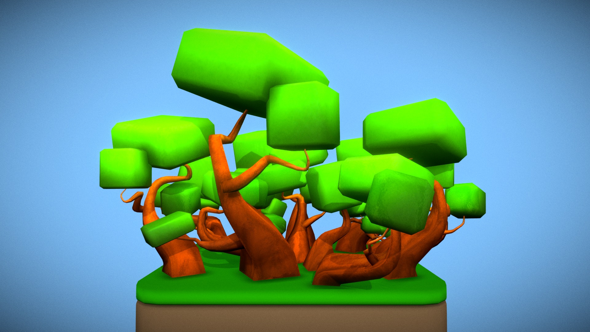 3D model Stylized Low Poly Trees - This is a 3D model of the Stylized Low Poly Trees. The 3D model is about a green and orange toy.