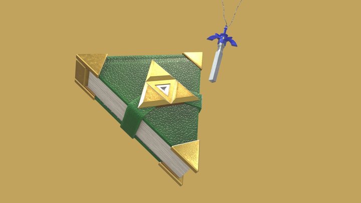 Zelda Triforce Journal with Master Sword Key 3D Model