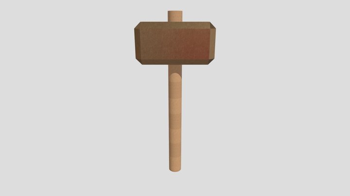 Low Poly Copper Hammer (Mallet) 3D Model