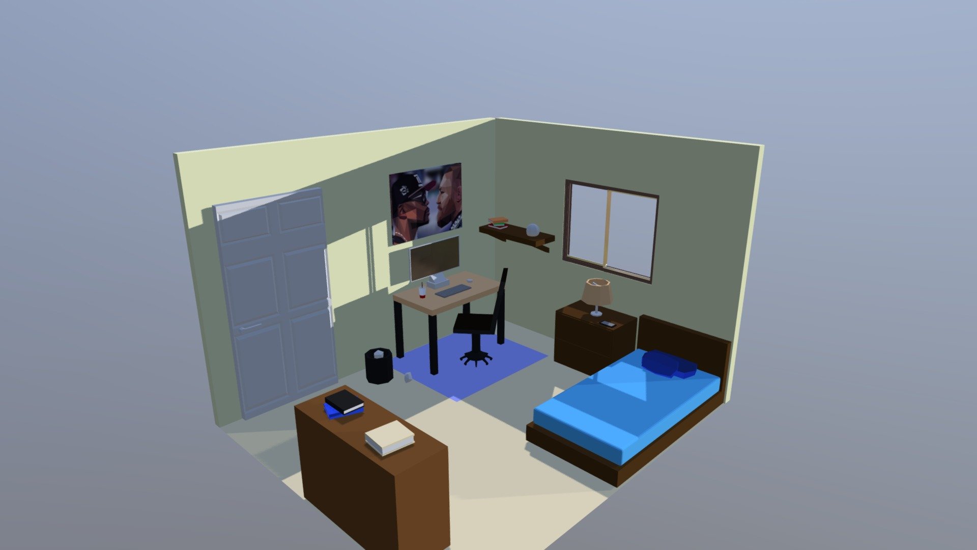 Low Poly Bedroom 3d Model By Bskn Robinekariski [a198efe] Sketchfab