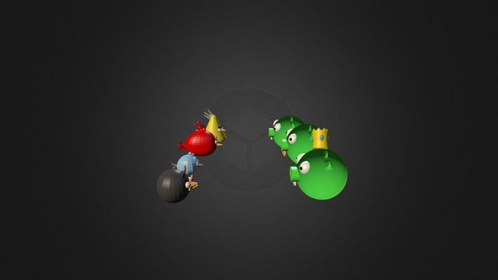 Angry Birds vs Piggies 3D Model