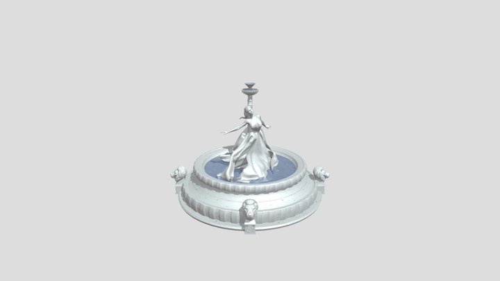 Courtyard Scene Pt 2. Marble Fountain 3D Model