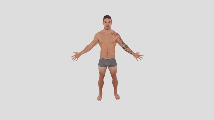 Piero - Male A-Pose Scan Underwear 3D Model