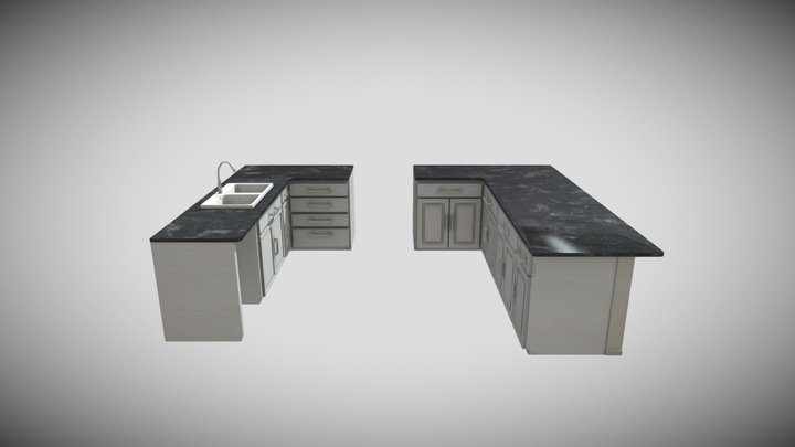 Lower Cabinets and Countertops 3D Model