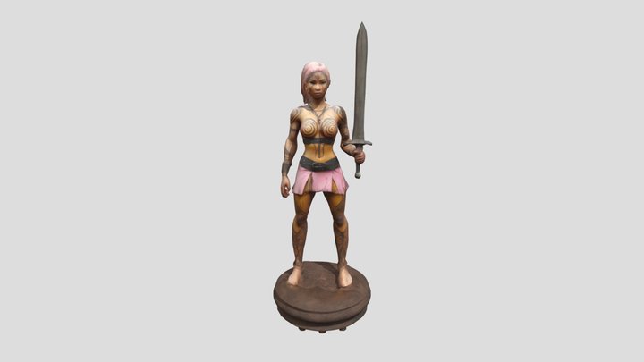 Warrior Statue Drawing 3D Model