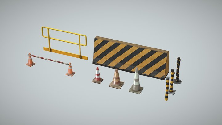 Traffic Barriers Pack 3D Model
