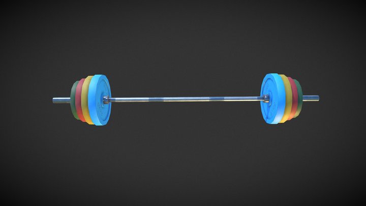 Gym Barbell & Weight Plates - Low Poly 3D Model