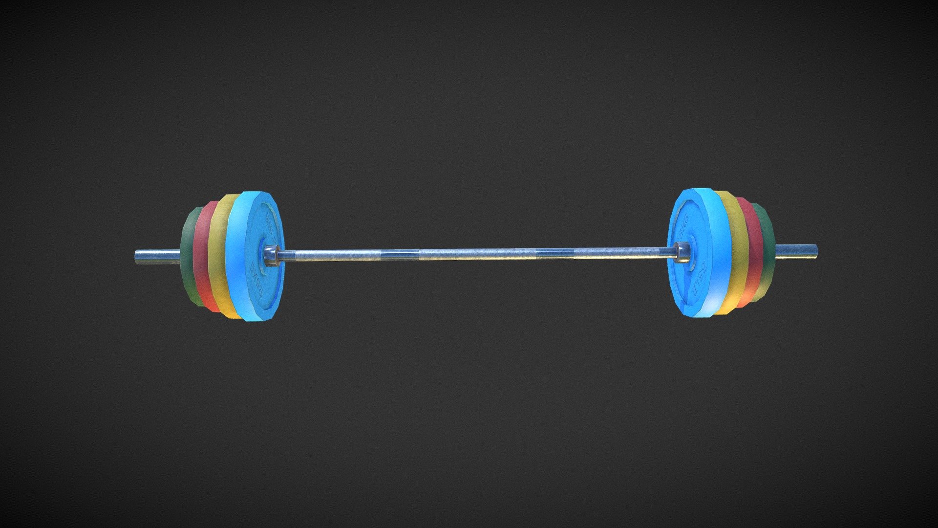Gym Barbell & Weight Plates Low Poly Buy Royalty Free 3D model by