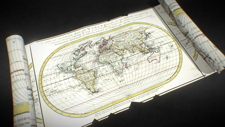 Old World Map 3D Model