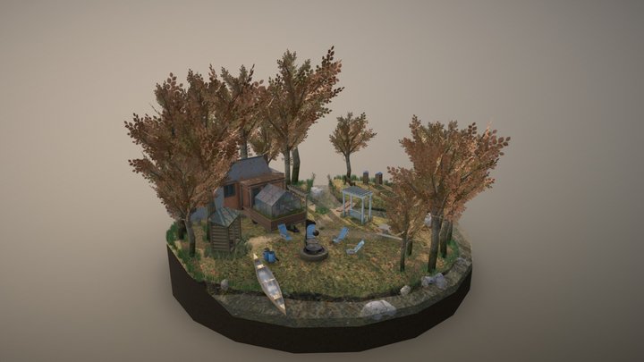Tiny house "The Elsa" in a forest - Diorama 3D Model