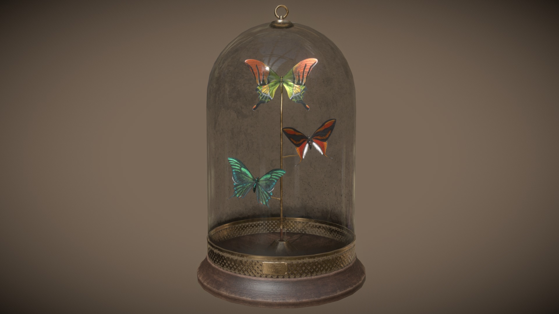 3D model Butterfly Display Dome - This is a 3D model of the Butterfly Display Dome. The 3D model is about a glass vase with butterflies.