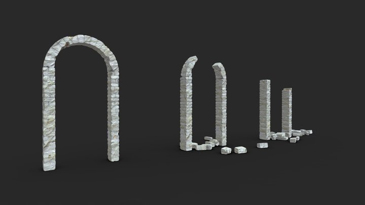 Stone Arch Pillars - Ruins 3D Model