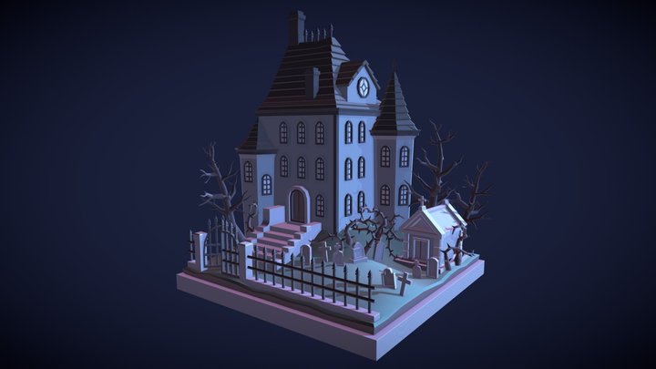 Vampire Mansion - Simple Scene - Game Art 1 3D Model