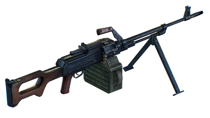 USSR PKP machine gun Pecheneg 7.62×54mm 3D Model