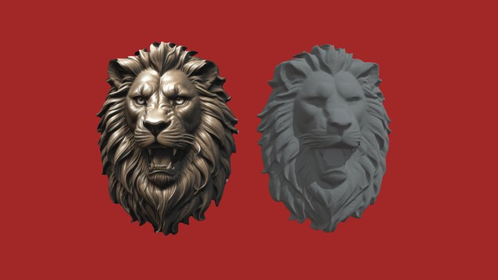 Statue Lion Face 005 On C4d – Gratis 3D-model STL