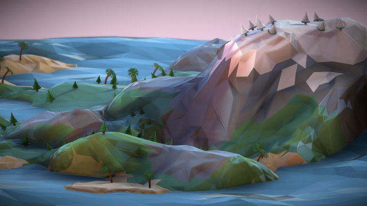 A simple lowpoly island 3D Model