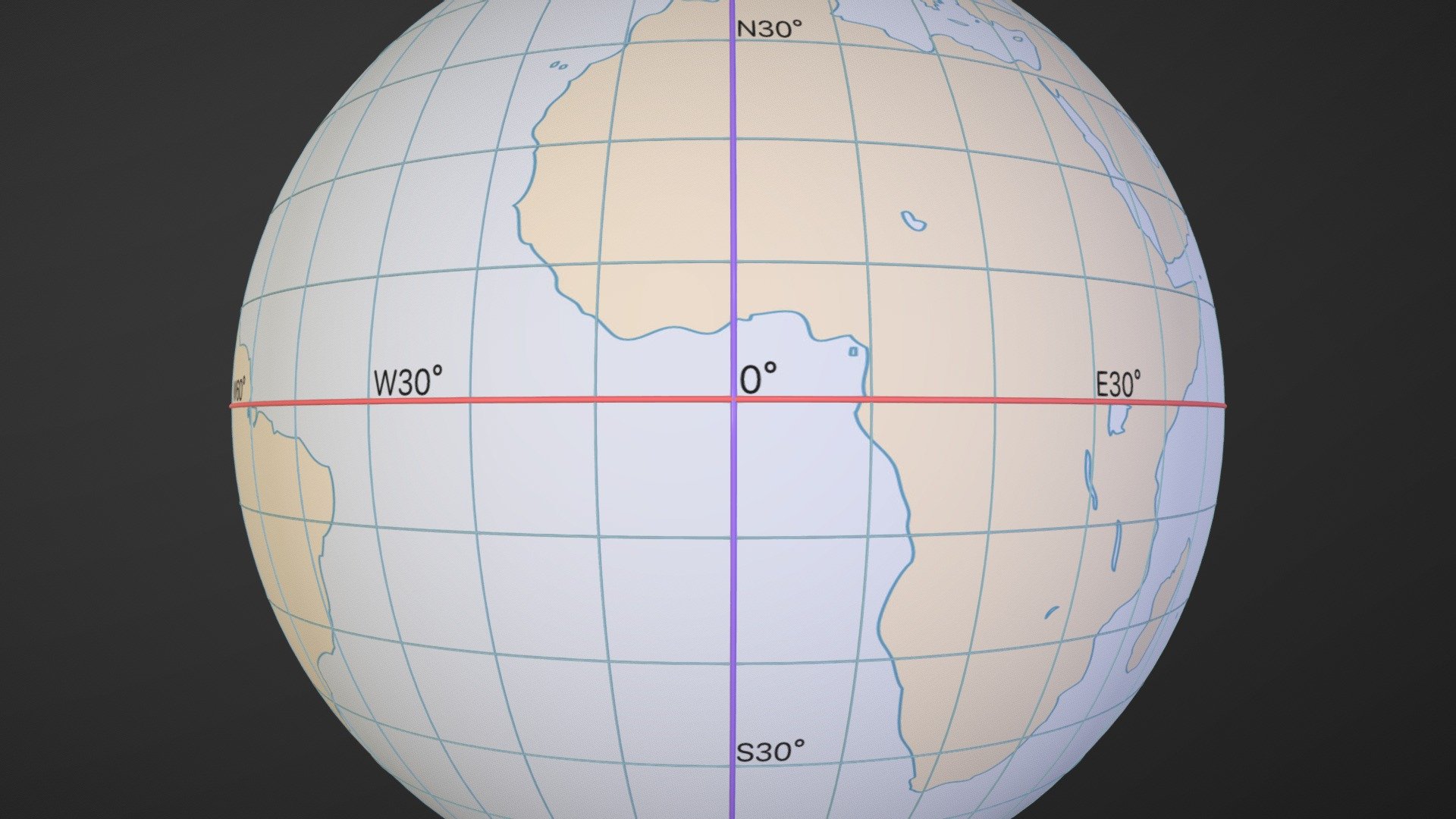 world map with equator and prime meridian